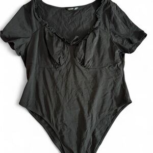 Black Ruffled Women's bodysuit new 2xl